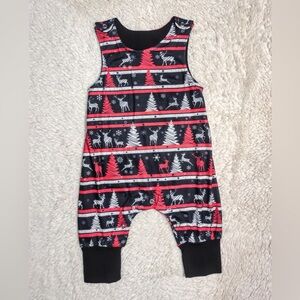 Festive Holiday Red and Black Baby Romper